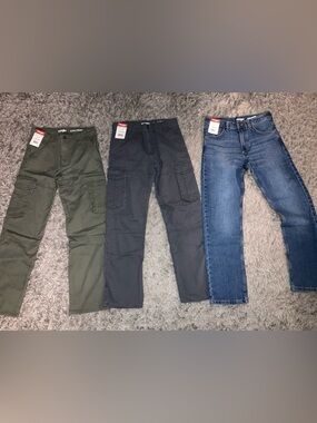 Wrangler boys 14 regular classic stOlive Straight Cargo Jeans lot 3